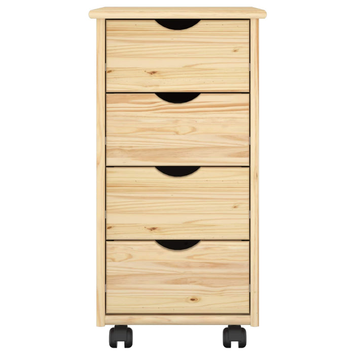 Cabinet mobil cu roata Maro 65,5 x 34 x 39 cm Lemn de pin masiv - WALTI WALTI