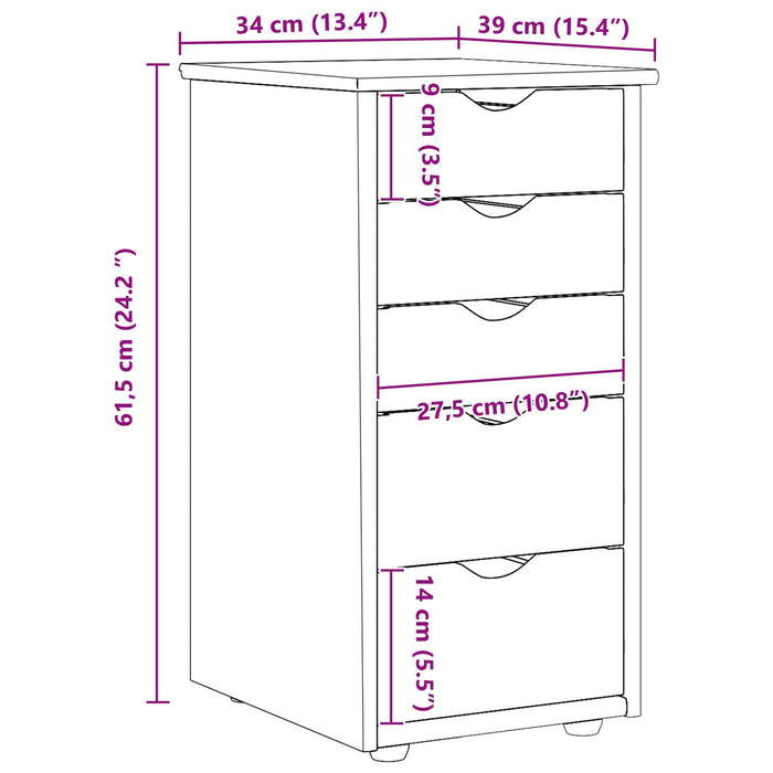 Dulap Maro 34 x 39 x 61,5 cm Lemn de pin masiv - WALTI WALTI