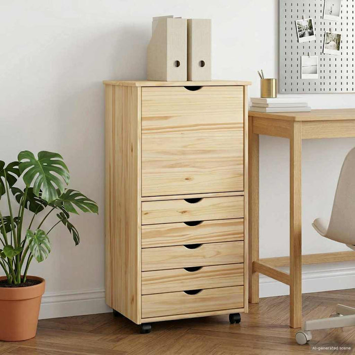 Cabinet mobil cu roata Maro 53 x 39 x 103 cm Lemn de pin masiv - WALTI WALTI