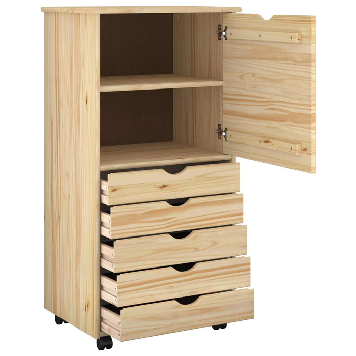 Cabinet mobil cu roata Maro 53 x 39 x 103 cm Lemn de pin masiv - WALTI WALTI