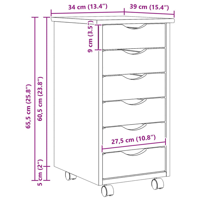 Dulap mobil cu sertare MOSS Lac transparent 34 x 39 x 65,5 cm - WALTI WALTI