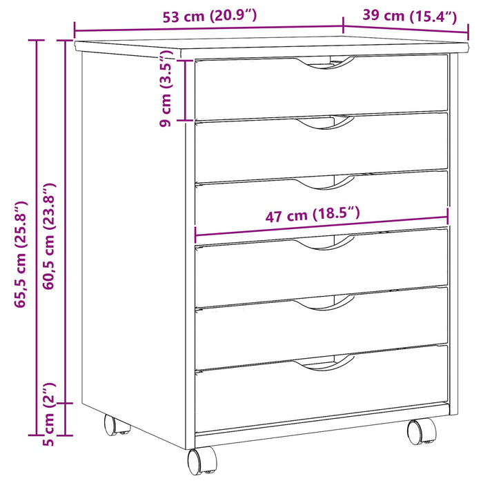 Dulap mobil cu sertare MOSS Lac transparent 53 x 39 x 65,5 cm - WALTI WALTI