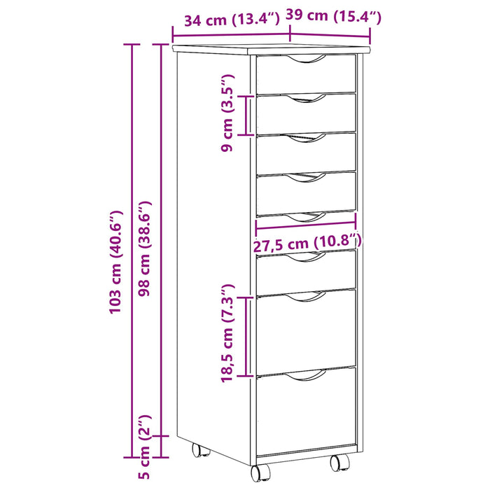 Dulap mobil cu sertare MOSS Lac transparent 34 x 39 x 103 cm - WALTI WALTI
