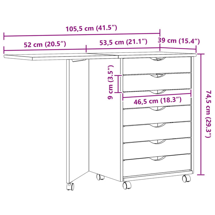 Sertar Mobil cu Birou MOSS Lac transparent 105,5 x 39 x 74,5 cm - WALTI WALTI
