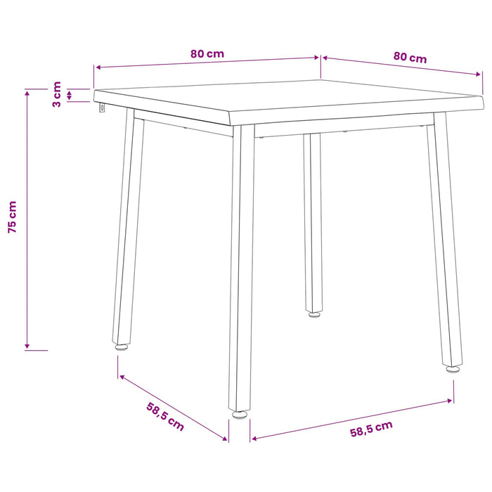 80 x 80 x 75 cm Lemn Solid de Acacia Natural și Cafea Pătrat WALTI