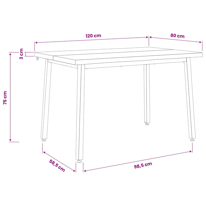 120 x 80 x 75 cm Lemn Solid de Acacia Maro închis și Alb WALTI