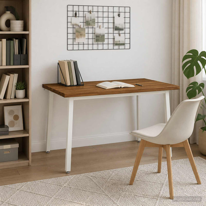 120 x 80 x 75 cm Lemn Solid de Acacia Natural și Alb WALTI
