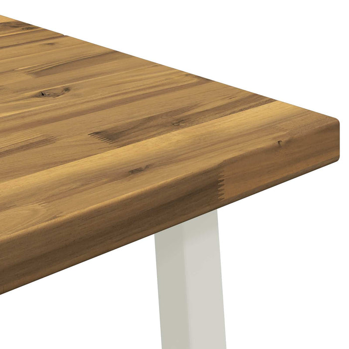 140 x 70 x 75 cm Lemn Solid de Acacia Natural și Alb WALTI