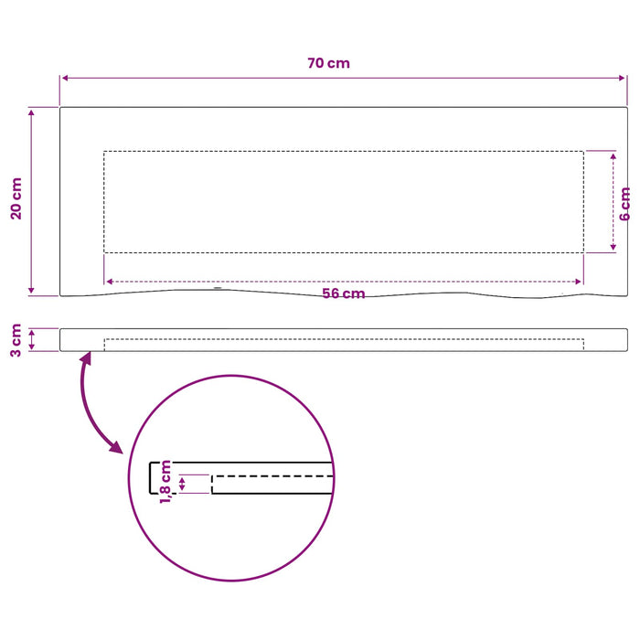 Blat de masă dreptunghiular 90 x 50 x 3,5 cm Dreptunghiular - WALTI WALTI