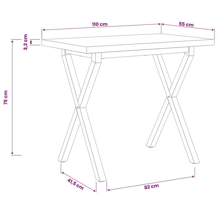 Masă de dining pătrată 110 x 55 x 75 cm Lemn Solid de Acacia - WALTI WALTI