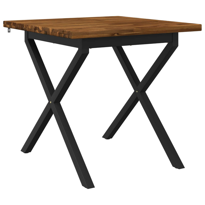 70 x 70 x 75 cm Lemn Solid de Acacia Natural și Negru Pătrat WALTI