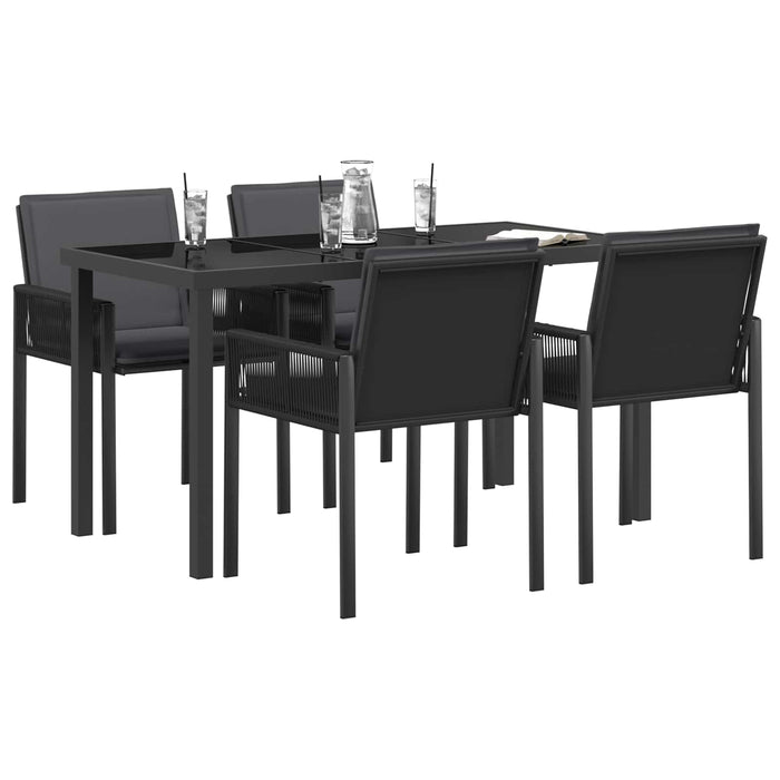 Set de masă pentru grădină 13 buc. Negru poliratan WALTI