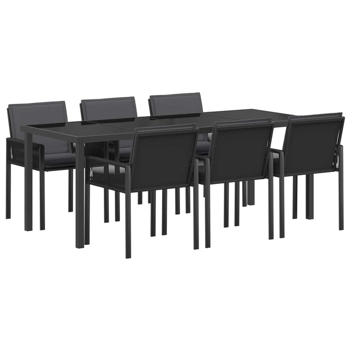 Set de masă pentru grădină 19 buc. Negru poliratan WALTI