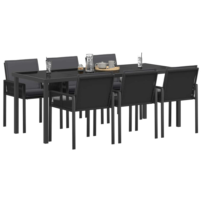 Set de masă pentru grădină 19 buc. Negru poliratan WALTI
