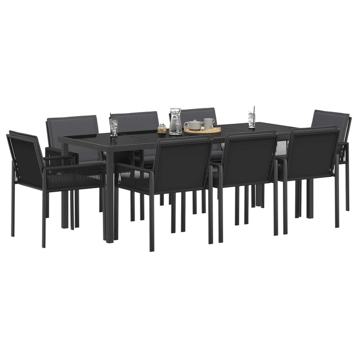 Set de masă pentru grădină 25 buc. Negru poliratan WALTI