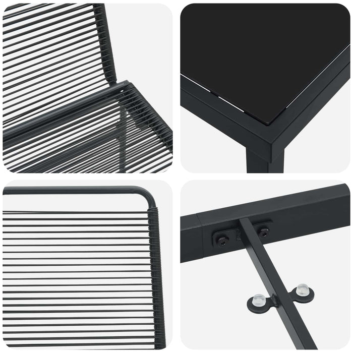 Set de grădină 5 buc. Negru Metal și Ratan WALTI