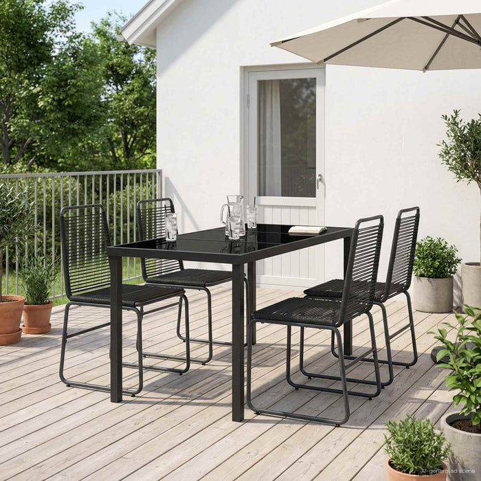Set de grădină 5 buc. Negru Metal și Ratan WALTI