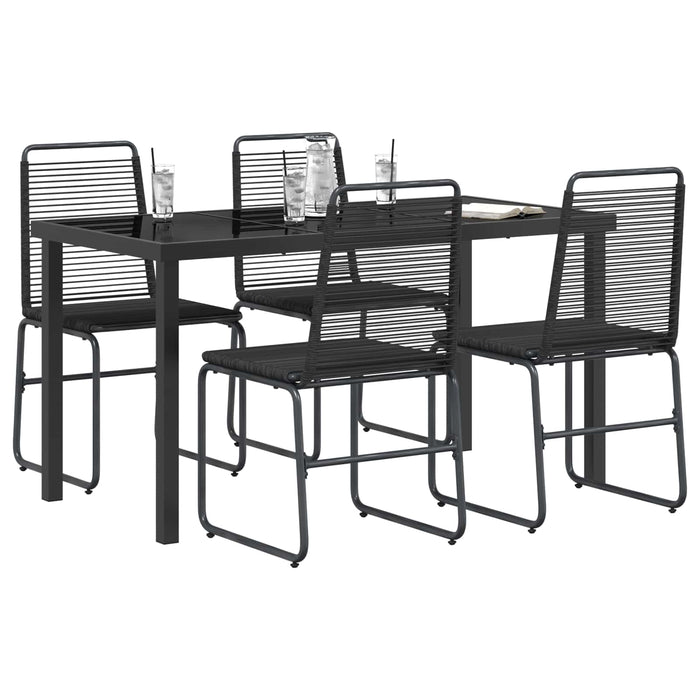 Set de grădină 5 buc. Negru Metal și Ratan WALTI