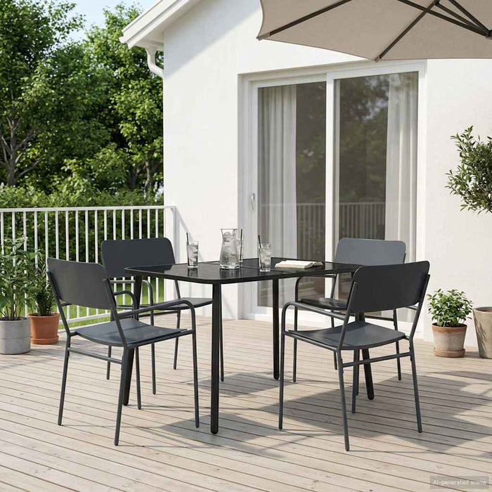 Set de dining 5 buc. Antracit Oțel WALTI