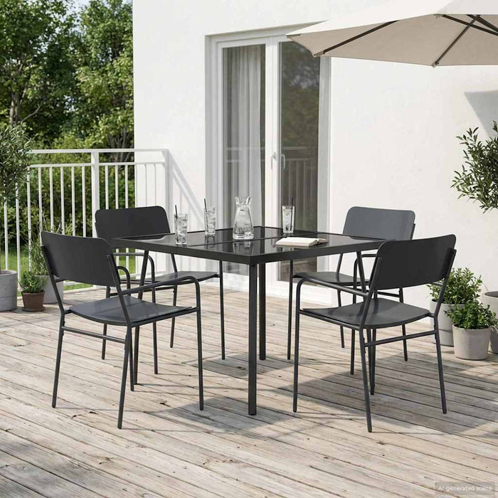 Set de dining 5 buc. Antracit Oțel WALTI