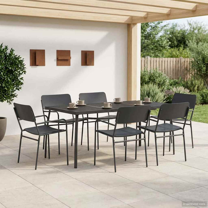 Set de dining 7 buc. Antracit Oțel WALTI