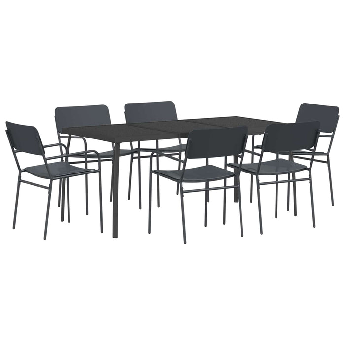 Set de dining 7 buc. Antracit Oțel WALTI