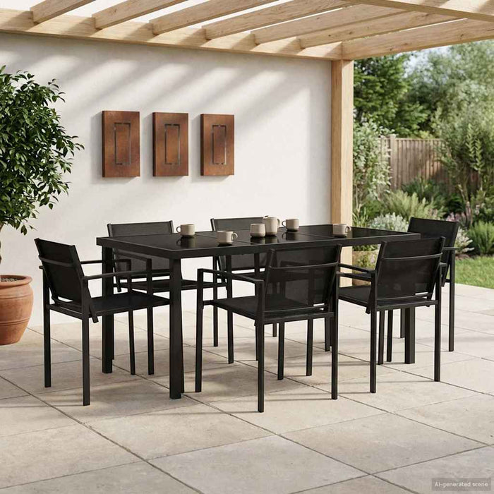 Set de Mobilier pentru Exterior 7 pcs Negru și antracit WALTI