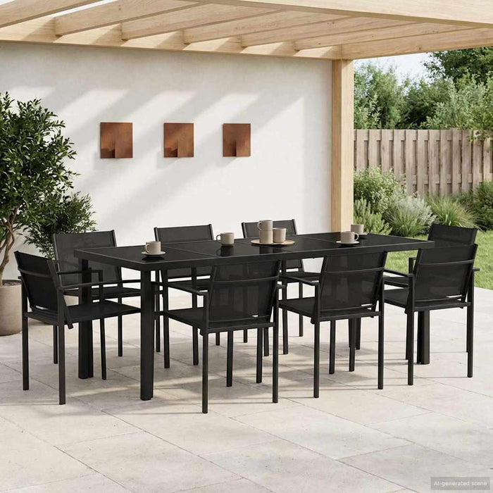 Set de Mobilier pentru Exterior 9 pcs Negru și antracit WALTI