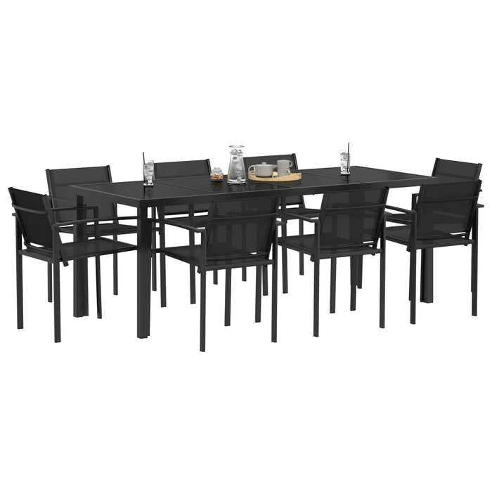 Set de Mobilier pentru Exterior 9 pcs Negru și antracit WALTI