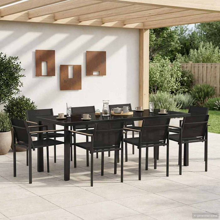 Set de Mobilier pentru Exterior 9 pcs Negru și antracit WALTI