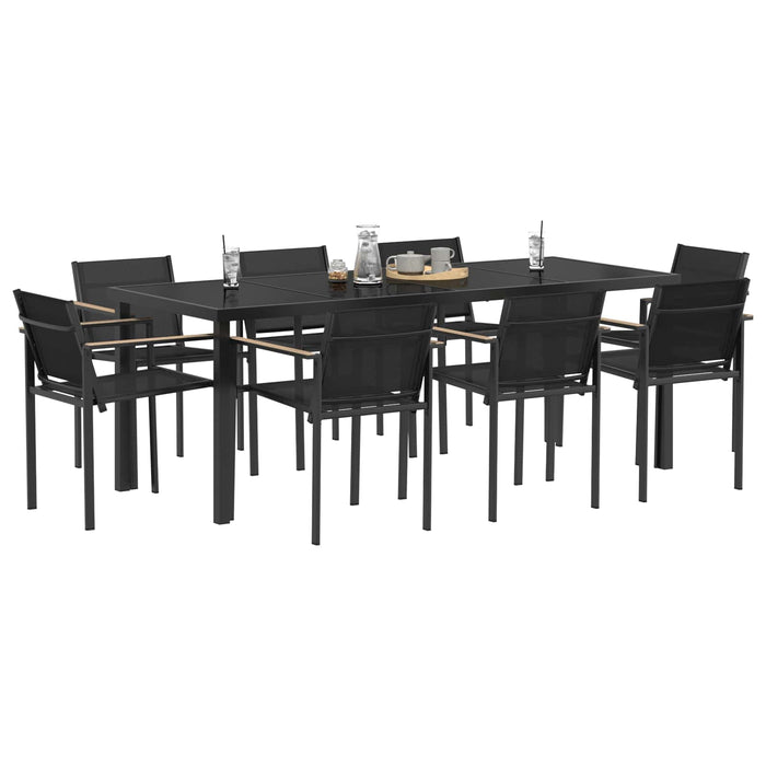 Set de Mobilier pentru Exterior 9 pcs Negru și antracit WALTI