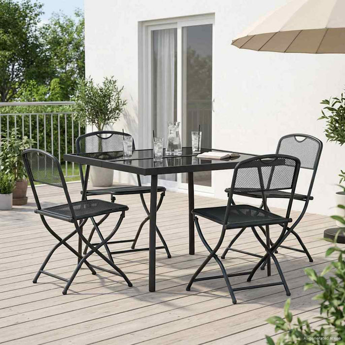 Set de Mobilier pentru Exterior 5 pcs Antracit Fier și Oțel WALTI