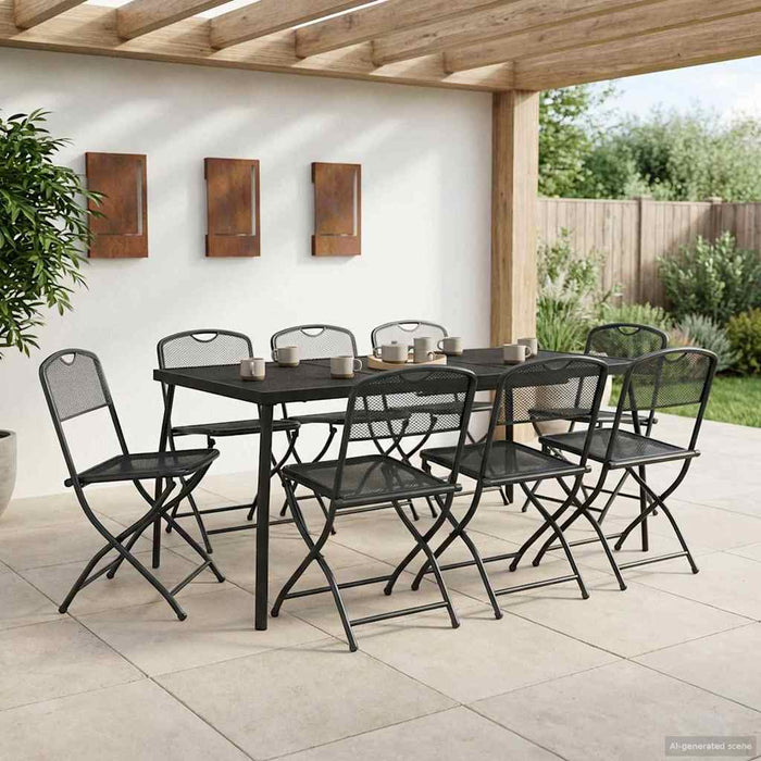 Set de Mobilier pentru Exterior 7 pcs Antracit Fier și Oțel - WALTI WALTI