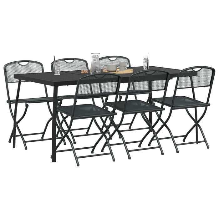 Set de Mobilier pentru Exterior 7 pcs Antracit Fier și Oțel - WALTI WALTI