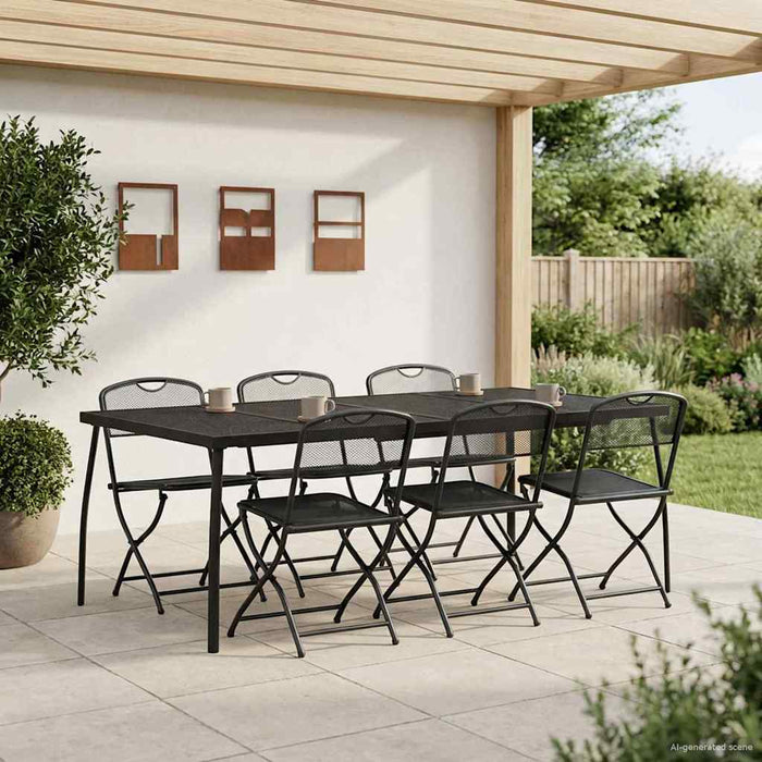 Set de Mobilier pentru Exterior 7 pcs Antracit Fier și Oțel - WALTI WALTI