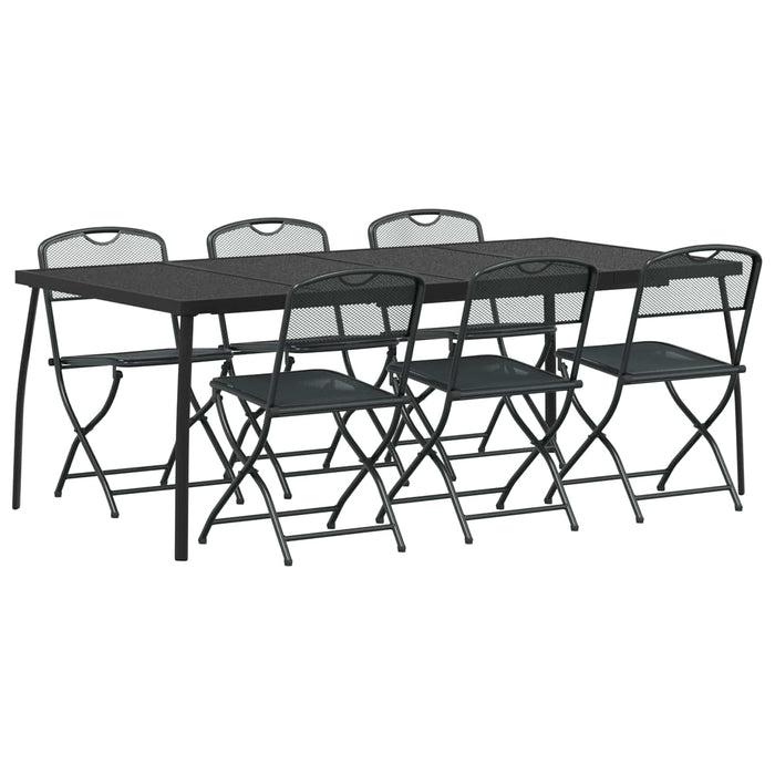 Set de Mobilier pentru Exterior 7 pcs Antracit Fier și Oțel - WALTI WALTI