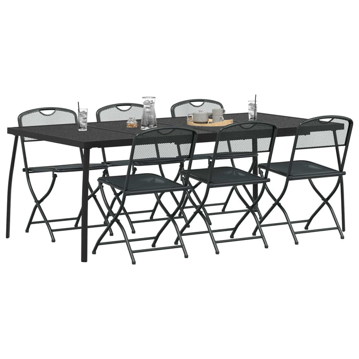 Set de Mobilier pentru Exterior 7 pcs Antracit Fier și Oțel - WALTI WALTI