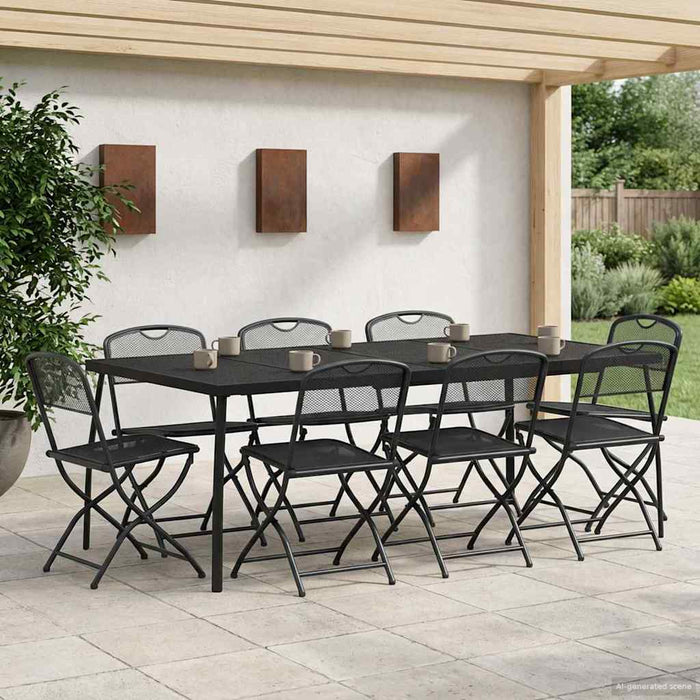 Set de Mobilier pentru Exterior 9 pcs Antracit Fier și Oțel - WALTI WALTI