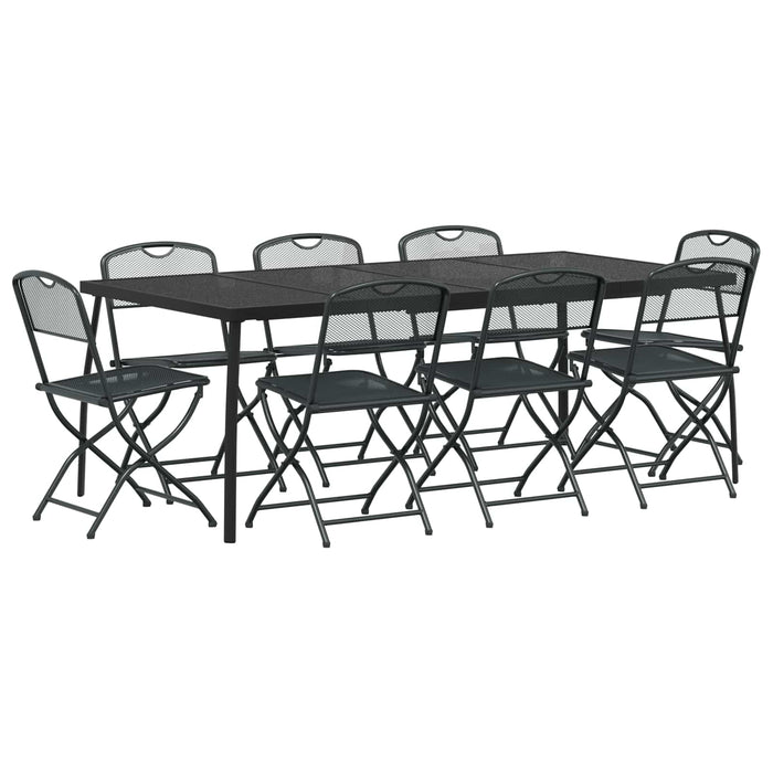 Set de Mobilier pentru Exterior 9 pcs Antracit Fier și Oțel - WALTI WALTI