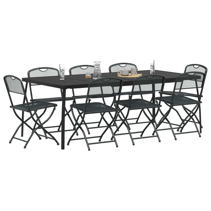 Set de Mobilier pentru Exterior 9 pcs Antracit Fier și Oțel - WALTI WALTI