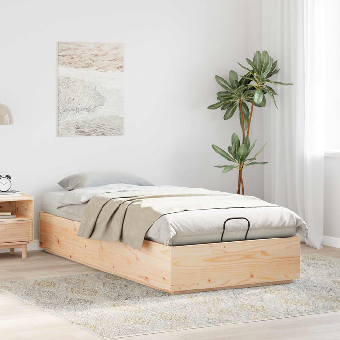 Cadru de pat otoman natural 100 x 200 cm Lemn masiv de pin - WALTI WALTI