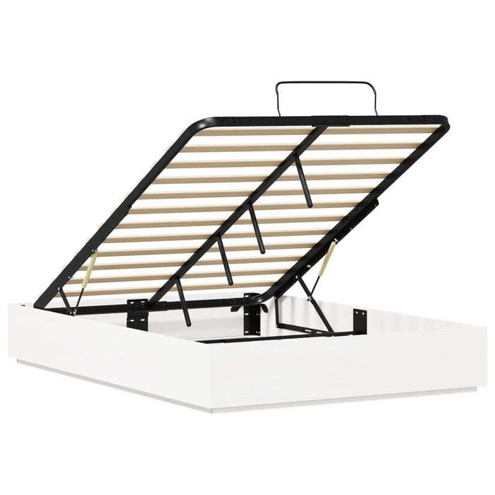 Cadru de pat otoman Alb 135 x 190 cm Lemn masiv de pin - WALTI WALTI