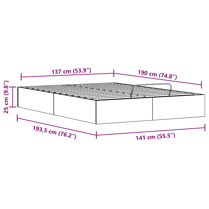 Cadru de pat ottoman cu depozitare natural 140 x 190 cm - WALTI WALTI