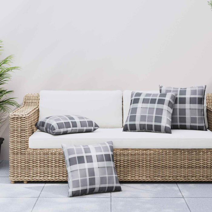 Perne pentru exterior 4 pcs Gri în carouri 40 x 40 cm Țesătură WALTI