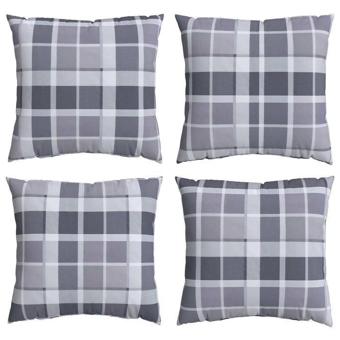 Perne pentru exterior 4 pcs Gri în carouri 50 x 50 cm Țesătură WALTI