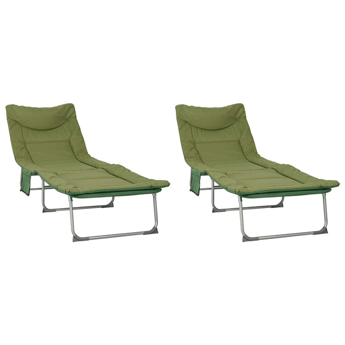 Șezlong pliabil cu perne 2 pcs Verde închis WALTI