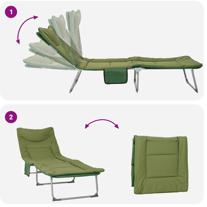 Șezlong pliabil cu perne 2 pcs Verde închis WALTI