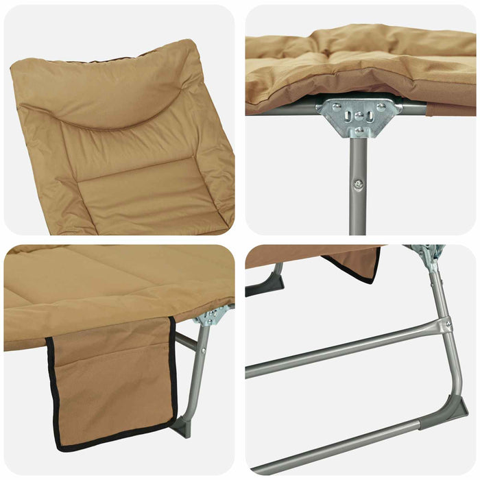 Șezlong pliabil cu perne 2 pcs Bej WALTI