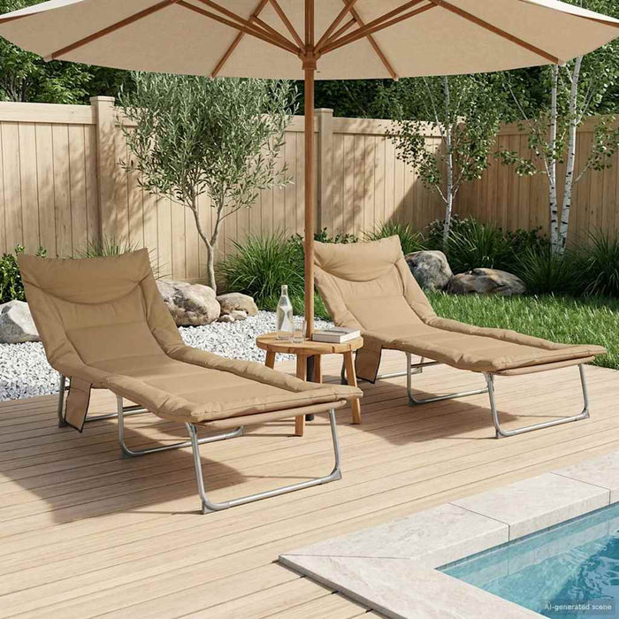 Șezlong pliabil cu perne 2 pcs Bej WALTI