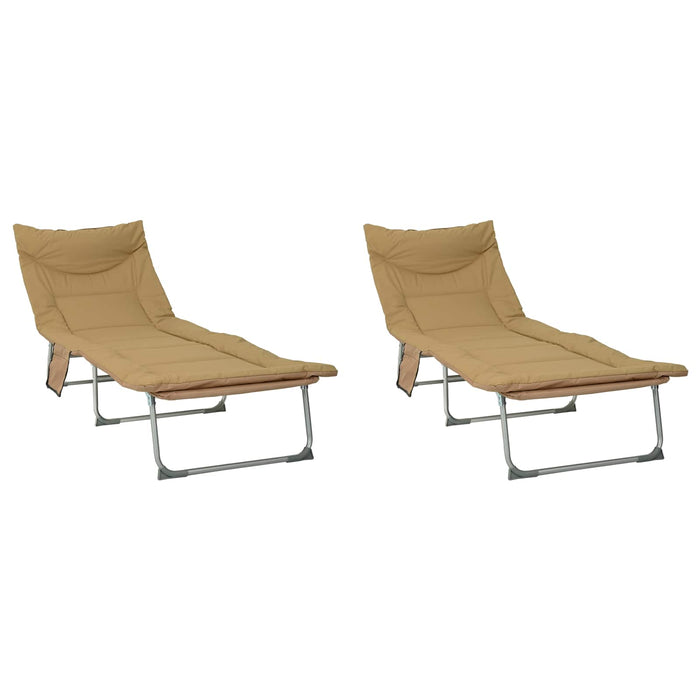 Șezlong pliabil cu perne 2 pcs Bej WALTI